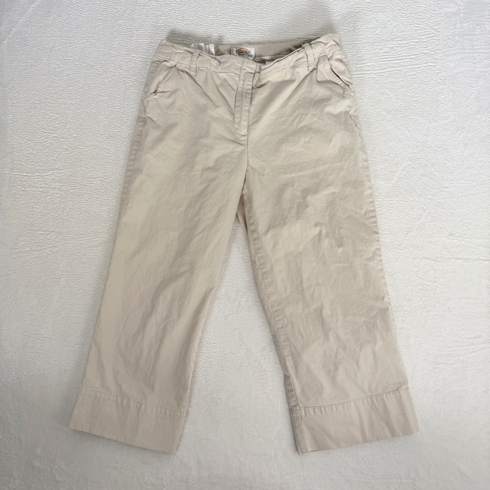Talbots Stretch Chino Pants Beige Khaki Cropped Heritage Twill Size 12